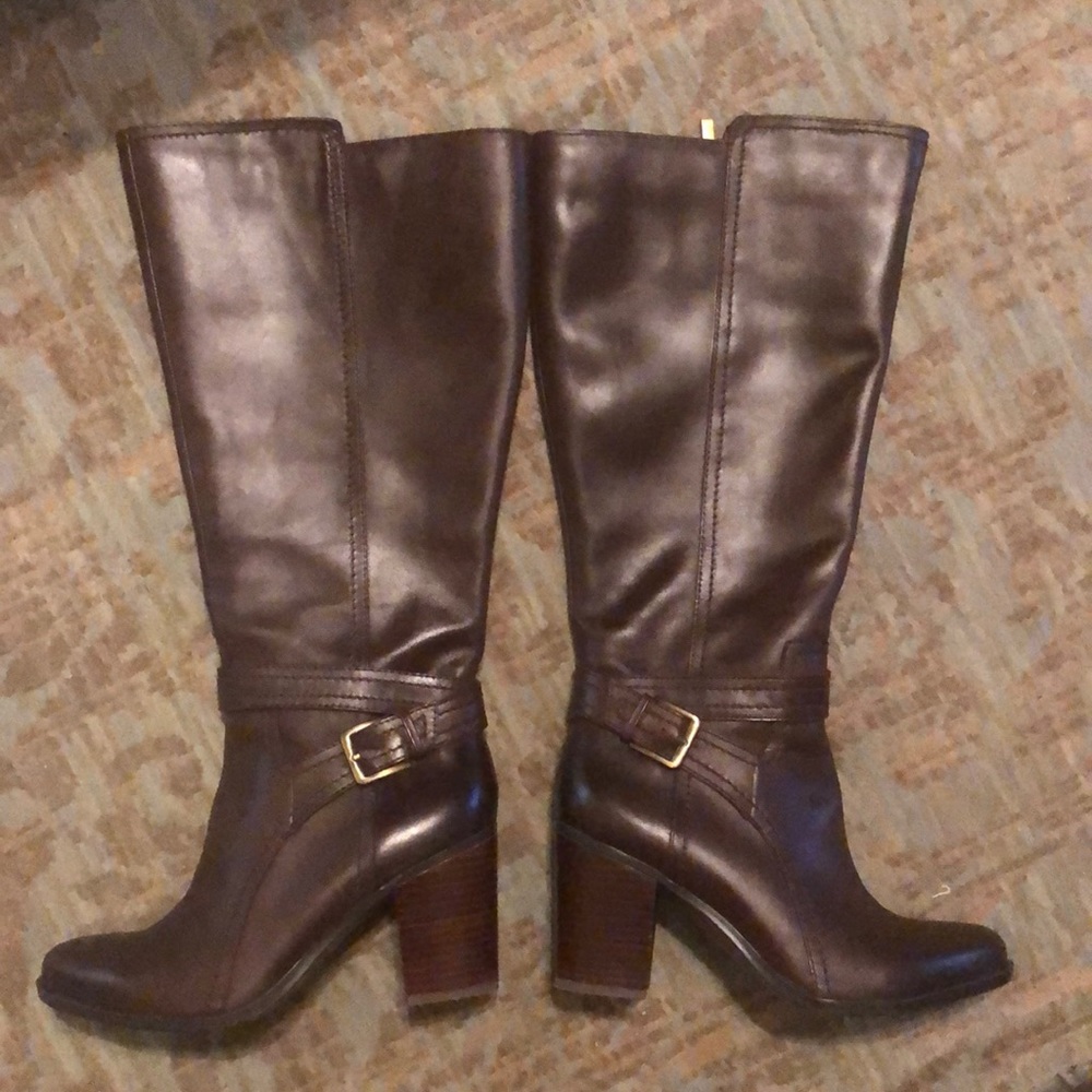 EUC Wide calf brown leather boots sz 8.5